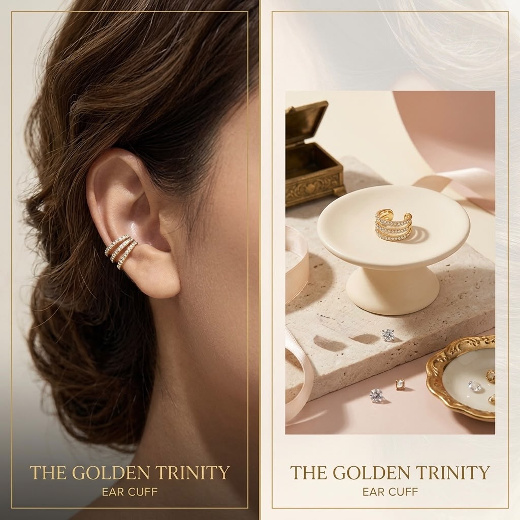 GOLDEN TRINITY EARCUFF